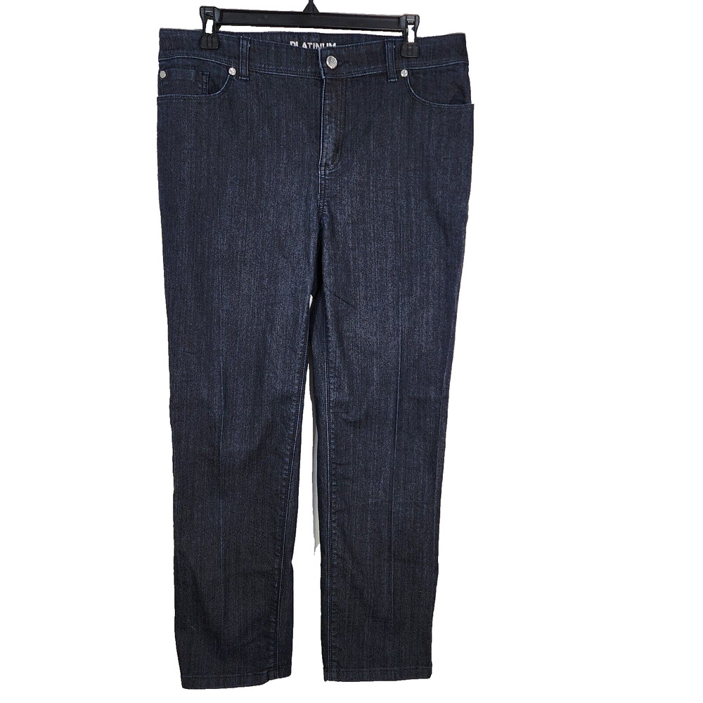 Chico’s Platinum Women’s Jeans Size 1.5 US 10 Jeweled Stretch Ankle Denim Dark